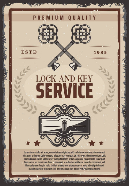 Vintage Lock And Keys Service Poster - Wektor, obraz