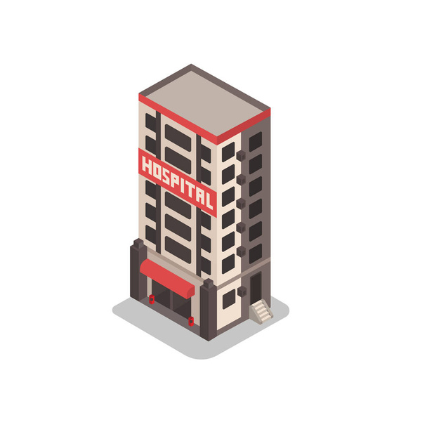 Isometric hospital building - Vector, Image