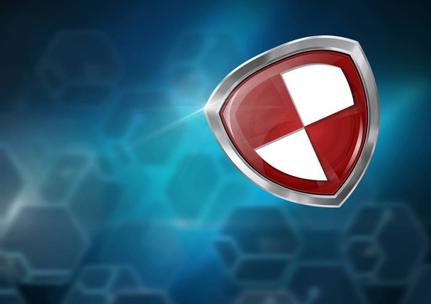 Digital composite of Antivirus security protection shield with blue blurred background - Zdjęcie, obraz