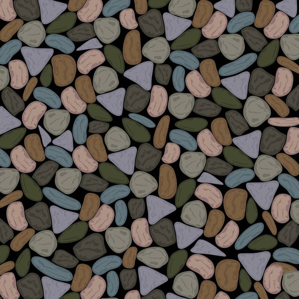 Multicolored Pebbles Background in Dull Grenish Grey Tones - Vector, Image
