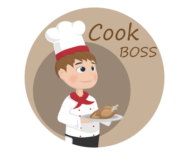 Férfi főzés fő vektor. Karikatúra karakter Logo sablonok - Vektor, kép