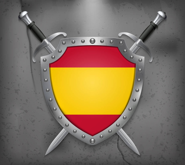 Флаг Испании без герба. Щит с национальной Флой
 - Вектор,изображение