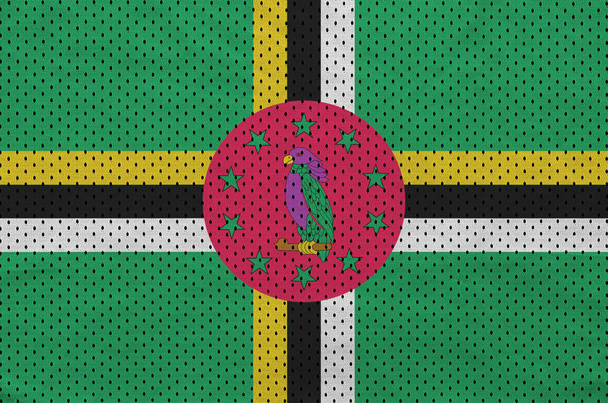 Vlag van Dominica afgedrukt op een polyester nylon sportkleding mesh fabri - Foto, afbeelding