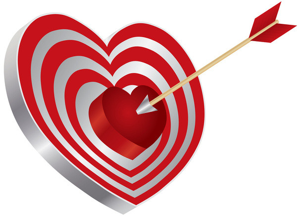 βέλος σε σχήμα καρδιά bullseye εικονογράφηση - Διάνυσμα, εικόνα