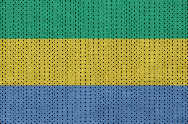 Gabon flag printed on a polyester nylon sportswear mesh fabric w - Photo, Image