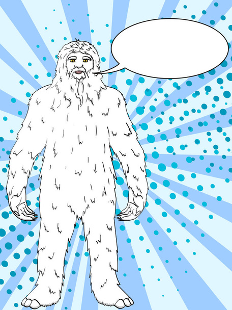 Pop-art pozadí vektor Nepálu, Yeti, sněžný muž. Barevný komiks stylu imitace velké nožní Text bubliny - Vektor, obrázek