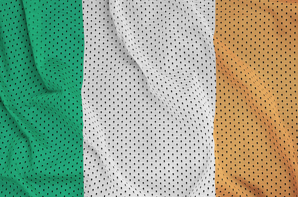 Ireland flag printed on a polyester nylon sportswear mesh fabric - Photo, Image