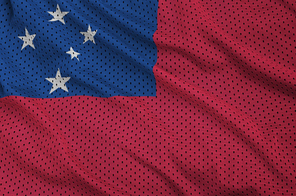 Vlag van Samoa afgedrukt op een polyester nylon sportkleding mesh stof w - Foto, afbeelding