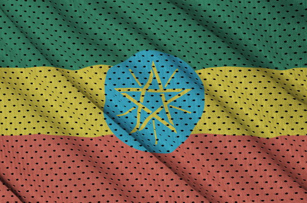 Прапор Ефіопії, надруковані на поліефірної нейлону спортивний одяг сітка бавовна - Фото, зображення