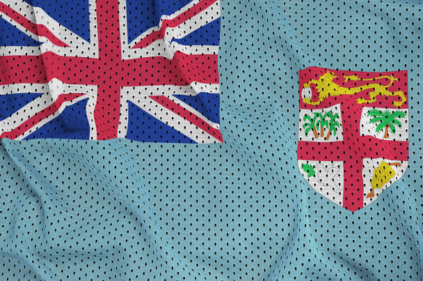 Vlag van Fiji afgedrukt op een polyester nylon sportkleding netweefsel wi - Foto, afbeelding