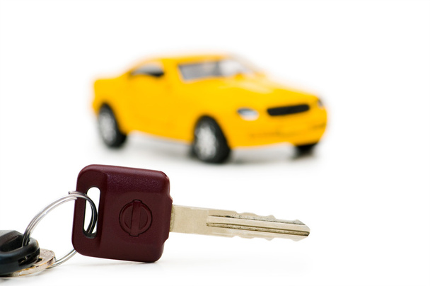 Car keys and car at background isolated - Photo, Image