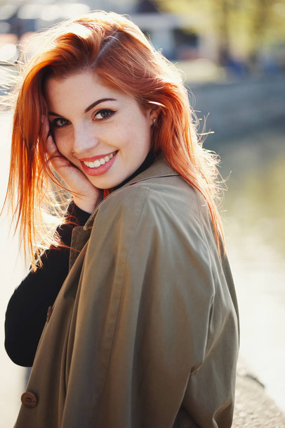 sensual red haired beautiful girl - Фото, зображення