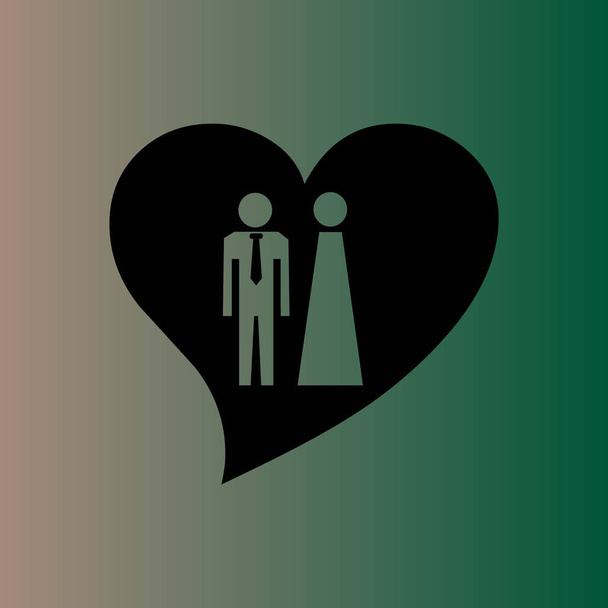 Иконка сердца. Векторная иллюстрация с мужчиной и женщиной
 - Вектор,изображение