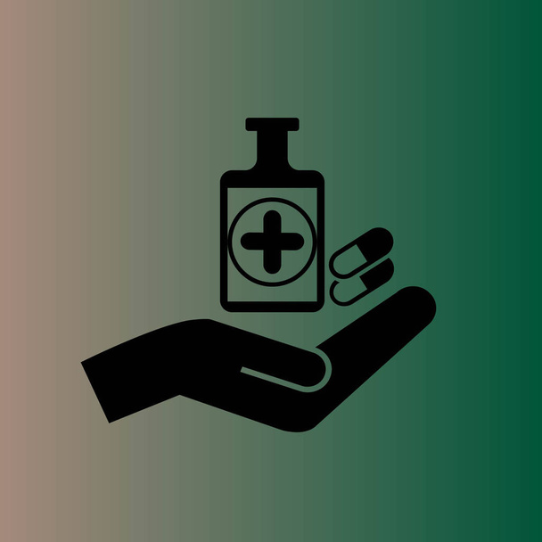 Medikamenten- und Hand-Vektor-Symbol - Vektor, Bild