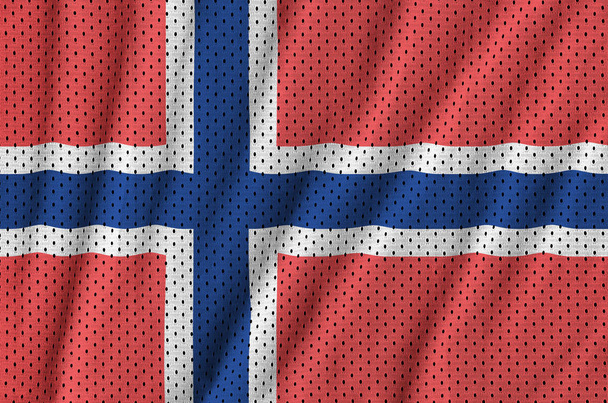 Флаг Норвегии напечатан на полиэфирной нейлоновой ткани из спортивной сетки
  - Фото, изображение