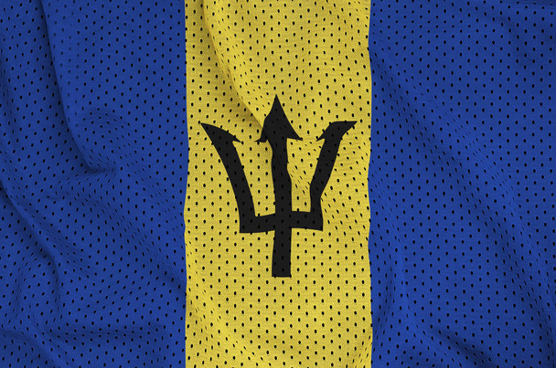 Barbados Flagge auf Polyester-Nylon-Sportbekleidung gedruckt fabri - Foto, Bild
