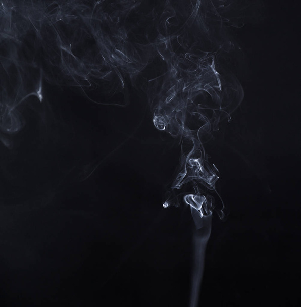 White smoky waves of smoldering aroma stick - Photo, image