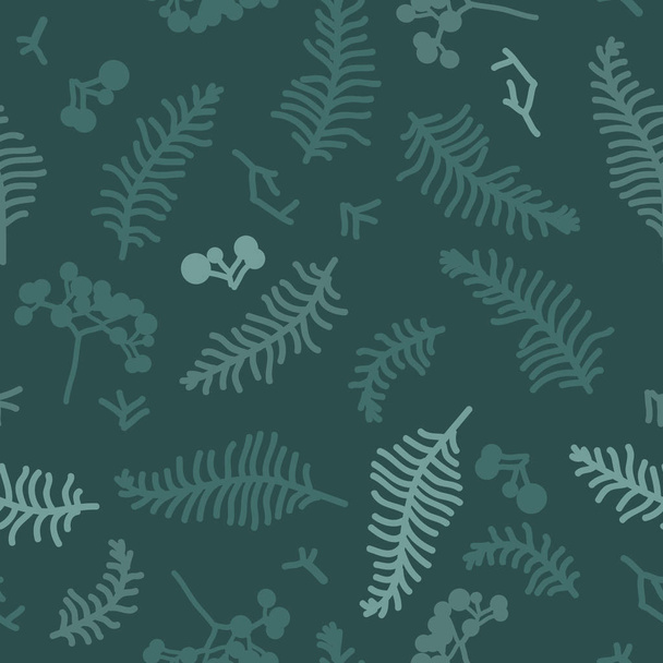 Fern and berry silhouettes - vector background - Vector, Image