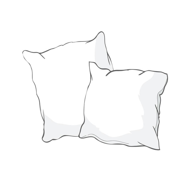 sketch vector illustration of pillow, art, pillow isolated, white pillow, bed pillow - ベクター画像