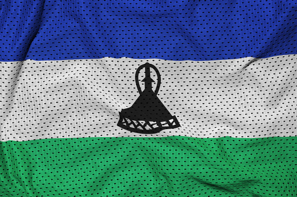 Lesotho zászló nyomtatott-ra egy poliészter nylon sportruházat háló szerkezet - Fotó, kép