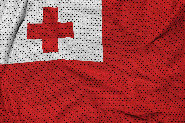 Vlag van Tonga afgedrukt op een polyester nylon sportkleding mesh stof w - Foto, afbeelding