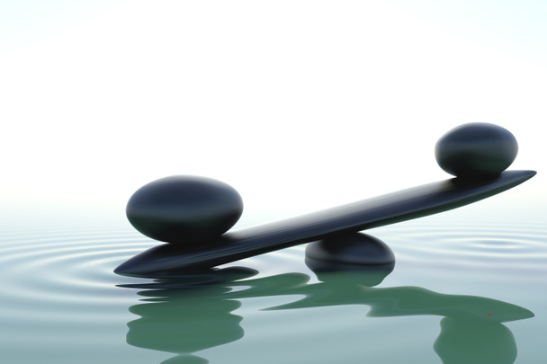 zen balance en agua sobre fondo blanco
 - Foto, Imagen