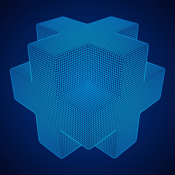 Wireframe Necker Cube - Вектор, зображення