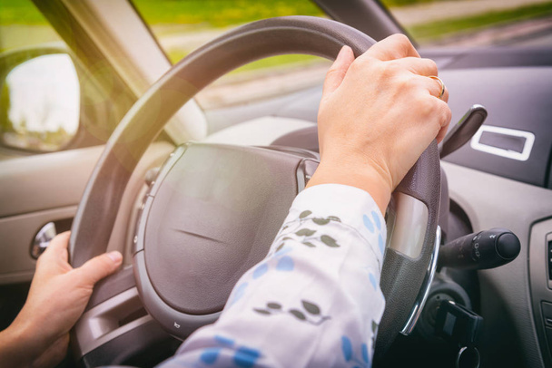 Hands holding steering wheel - Photo, Image