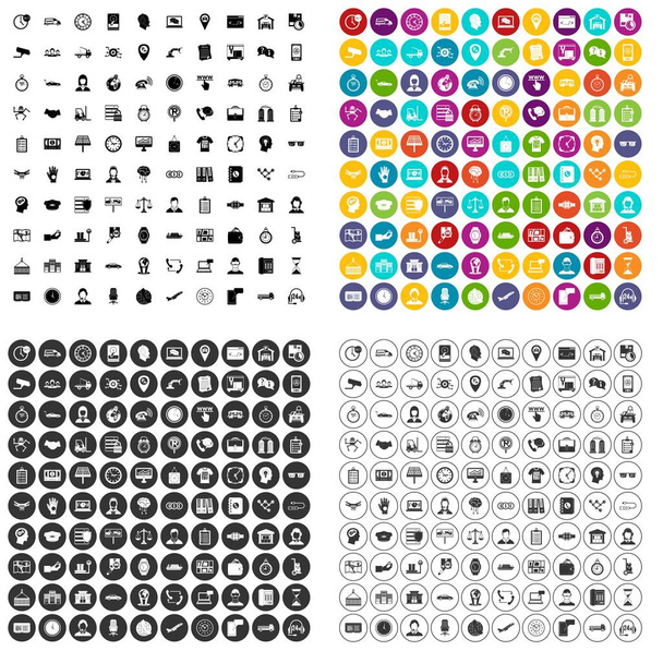100 heures de travail icônes ensemble variante vectorielle
 - Vecteur, image