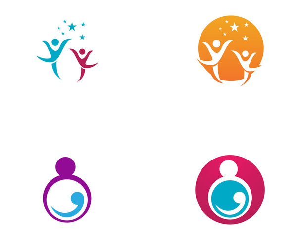 採用赤ちゃんとコミュニティ ケア ロゴ テンプレート ベクトル アイコン - ベクター画像