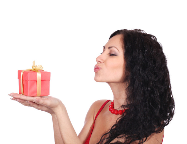 Woman with gift box - Photo, image