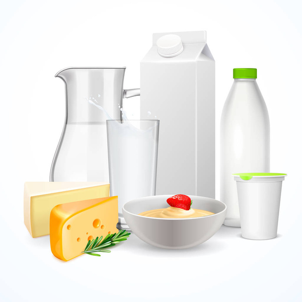 Produtos lácteos Composição realista
 - Vetor, Imagem