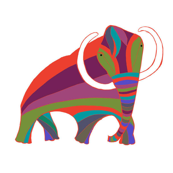 Kolorowy szkic mamuta, stronę antystresowy Stockowa ilustracja wektorowa do druku, kolorowanki do kolorowania - Wektor, obraz