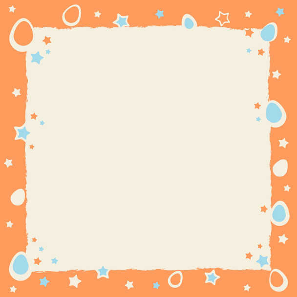 Easter eggs colorful frame with stars and grunge borders - Vecteur, image