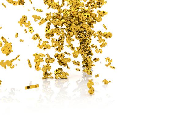 Bunch of gold money or dollar sign flow from the floor, modern s - Valokuva, kuva