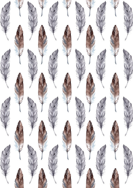 Watercolor feather ethnic boho background pattern texture - Foto, Imagem
