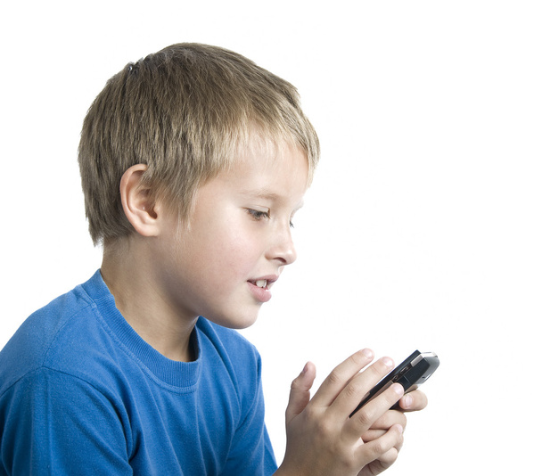 Boy Playing on Cell - Foto, Bild