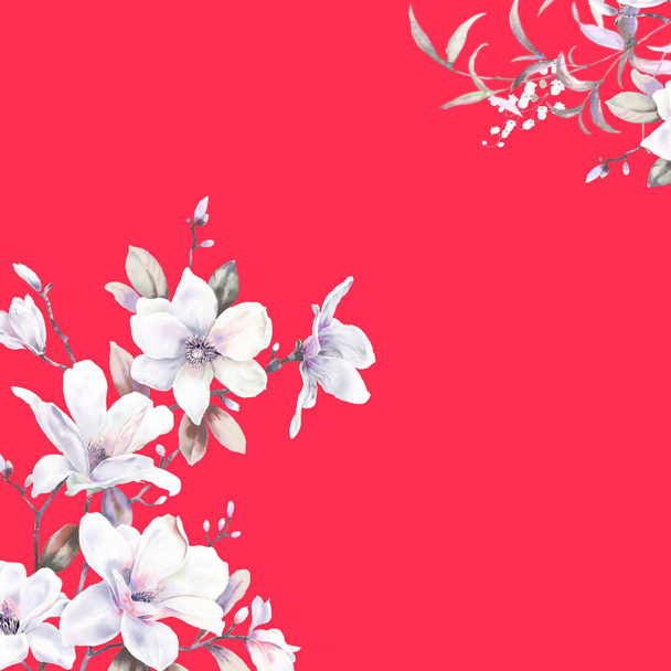 Watercolor magnolia flower collection - Zdjęcie, obraz