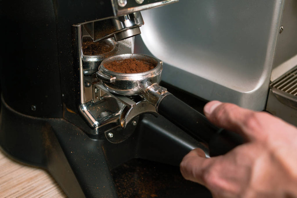 roasted arabica robusta coffee ground mill holder - Photo, Image