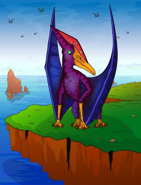 Pteranodon the background of the sea. - Vector, Image