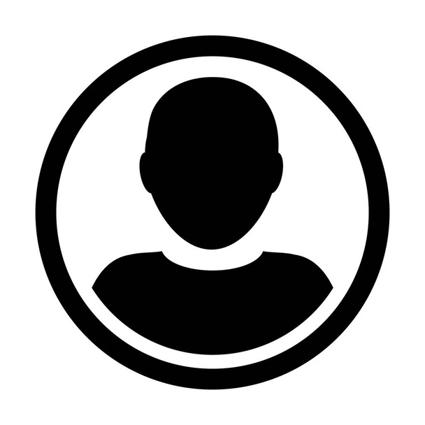 Gebruiker pictogram Vector mannelijke persoon symbool profiel cirkel Avatar teken in platte kleur Glyph Pictogram afbeelding - Vector, afbeelding