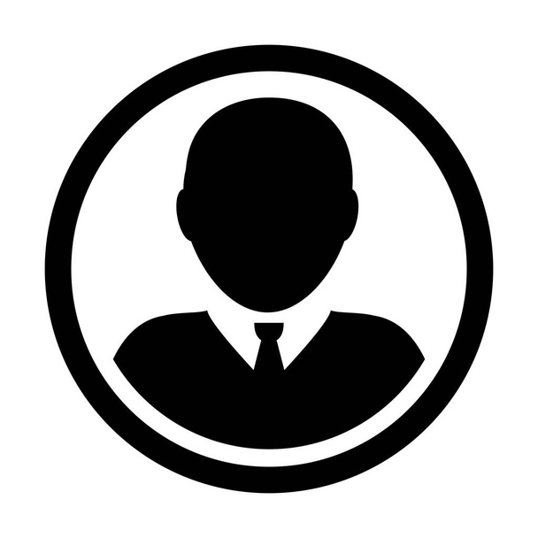 Іконка користувача Векторна чоловіча особа Символ профілю Коло Аватара Знак у плоский колір Гліф Піктограма ілюстрація
 - Вектор, зображення