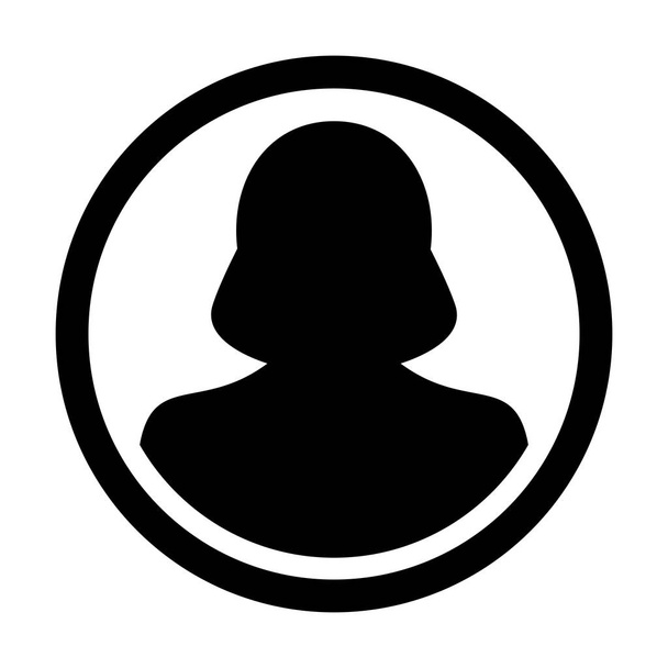 Символический профиль символа пользователя Вектор женского символа Круг Аватара Знак плоского цвета Иллюстрация пиктограммы глифа
 - Вектор,изображение