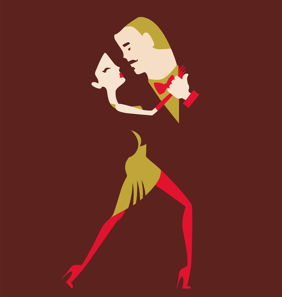 Mies ja nainen tanssivat - Vektori, kuva