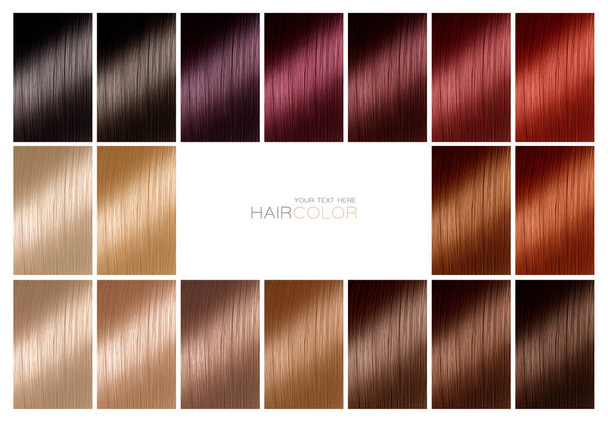 Barva grafu pro barvení vlasů. Odstíny. Paleta barev vlasů s rozsahem - Fotografie, Obrázek