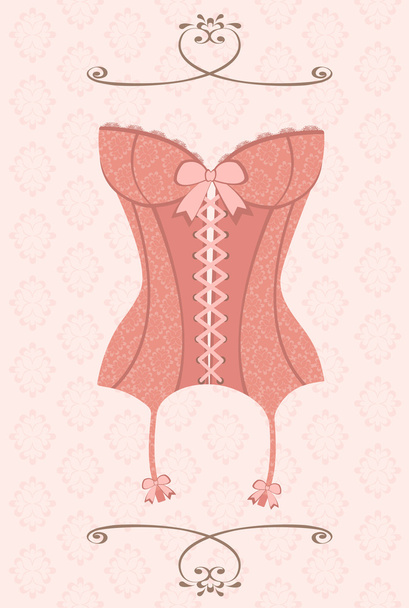 Elegant retro corset - Διάνυσμα, εικόνα