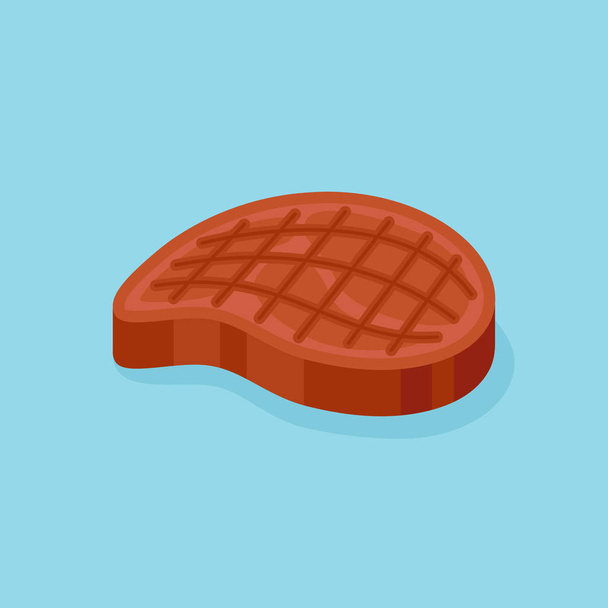 Grilled meat steak flat style icon. Vector illustration. - Vector, Image