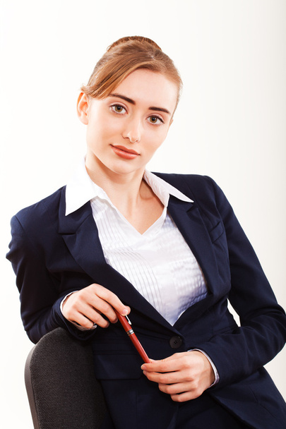 Beautiful business woman on white background - 写真・画像