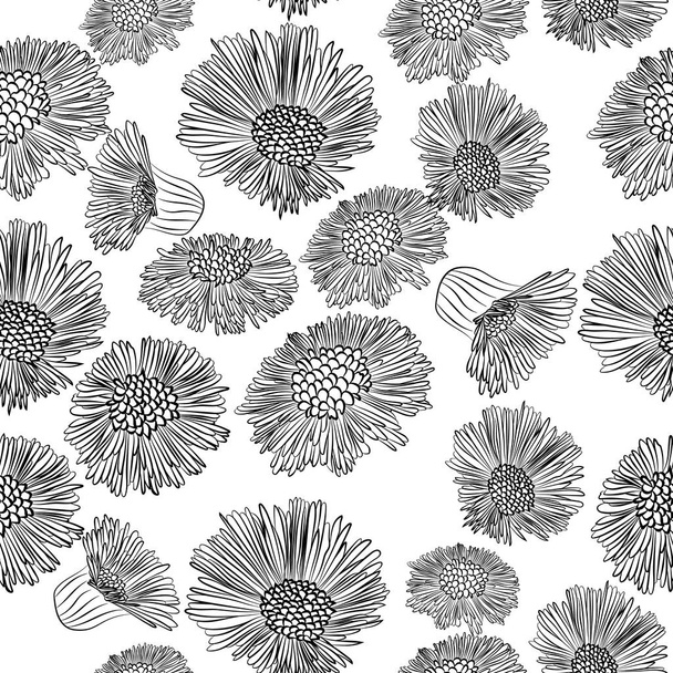 Spring flowers, fluffy, bright. Seamless pattern, hand-drawn - Διάνυσμα, εικόνα