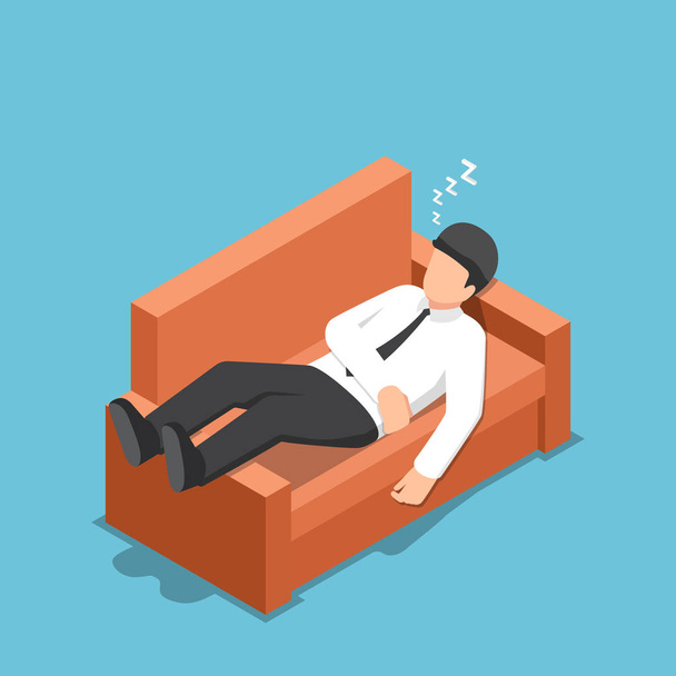 Ізометричний бізнесмен спить на дивані
 - Вектор, зображення